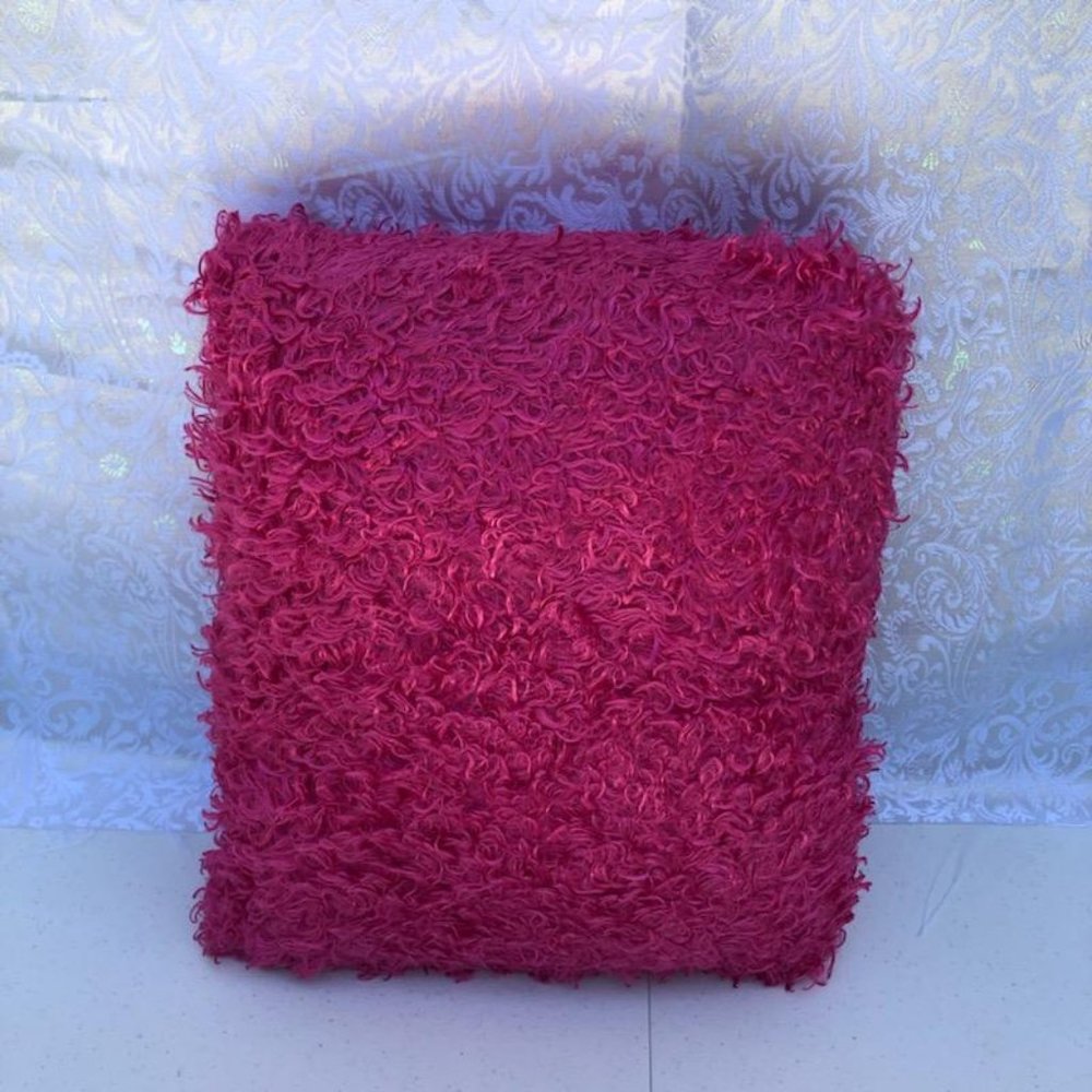 Pink Fuzzy Textured Accent Pillow